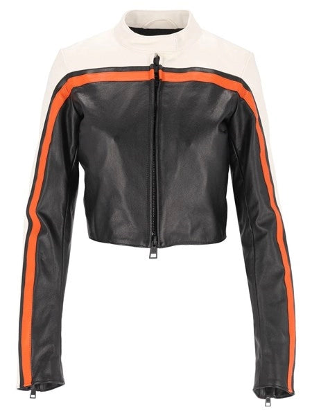 Giacca da motociclista aderente in pelle