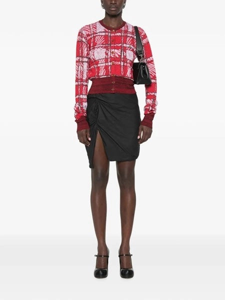 Cardigan a quadri scarabocchiati