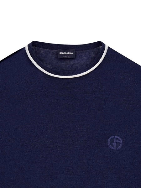 Maglia girocollo in lino e seta