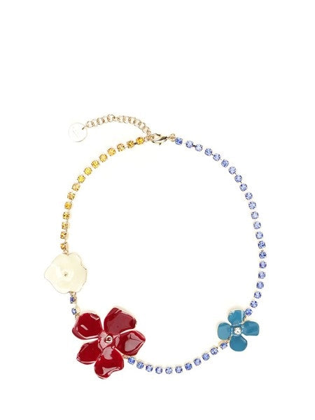 Collana con fiori smaltati multicolor