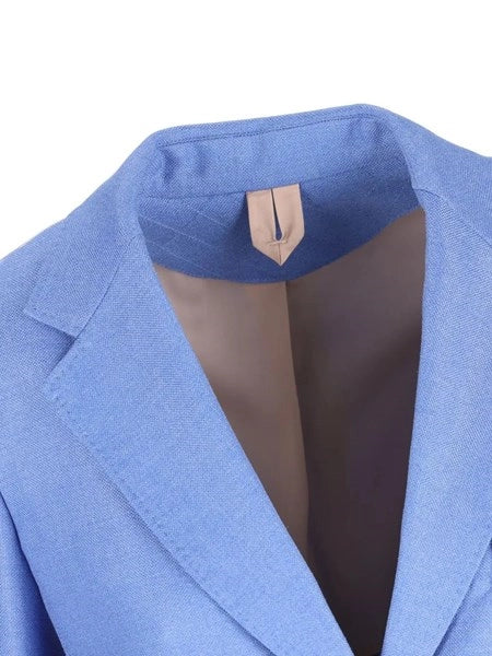 Blazer monopetto in canvas di lana e seta