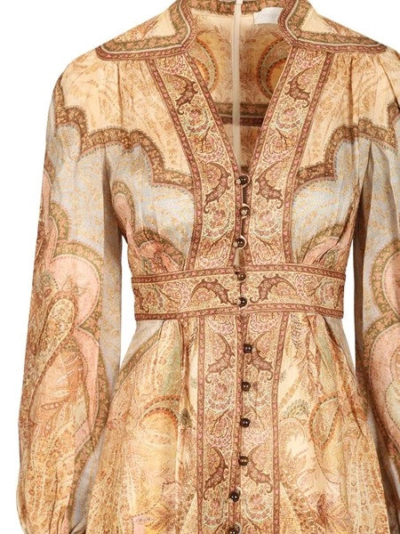 Abito midi scollato Wanderlust in Tapestry
