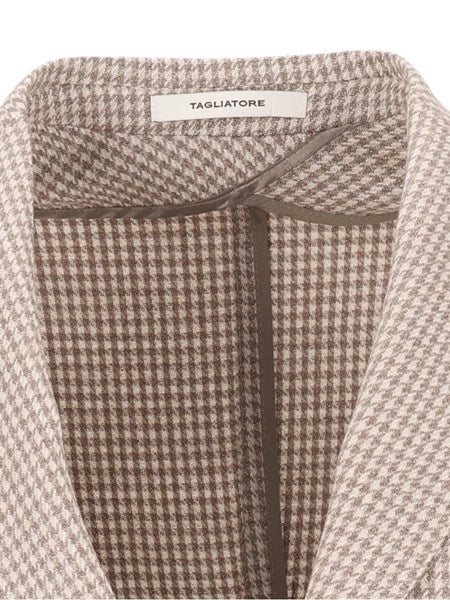 Blazer pied de poule in lana e seta