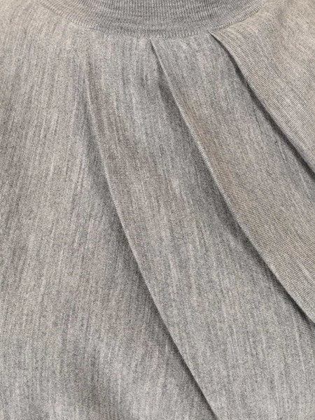 Pullover a collo alto in misto lana drappeggiato