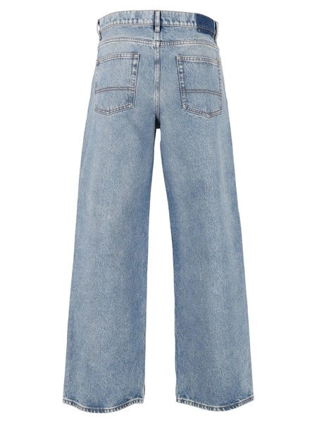 Jeans boyfriend in denim azzurro effetto stone washed