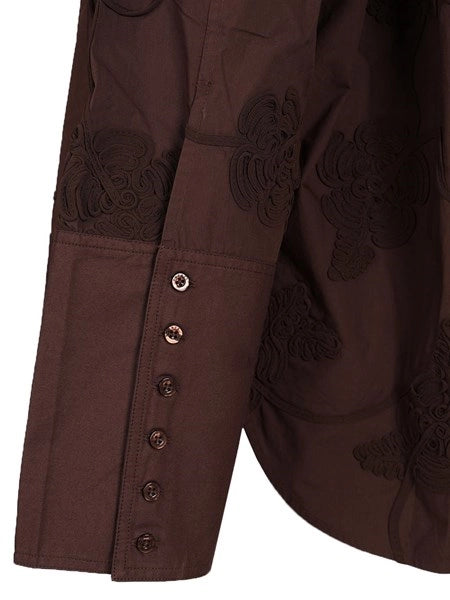 camicia oversize Flower marrone scuro