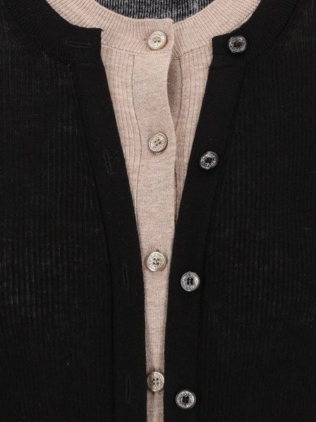 Cardigan layerd in lana e seta