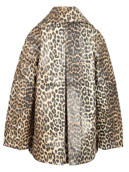 Giacca di cotone laminato leopardo