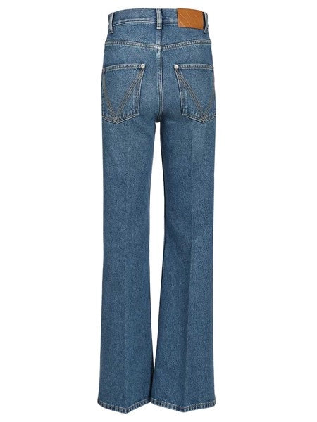 Jeans a zampa d'elefante color indaco medio