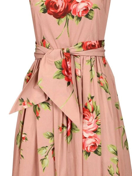 Abito in cotone stampa bouquet rose