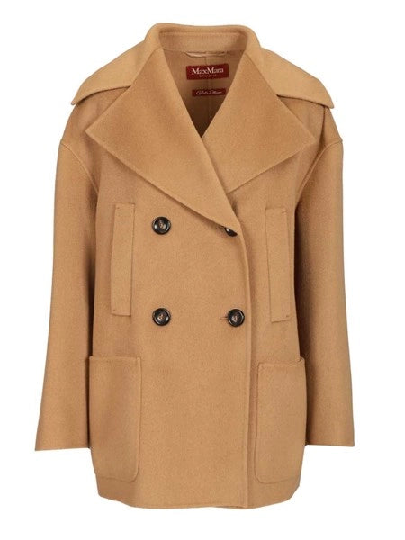 Giaccone doppiopetto in lana e cashmere