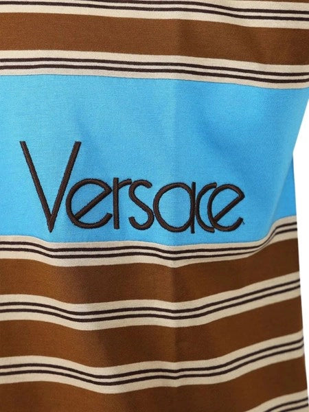 T-shirt in cotone a righe con intarsio