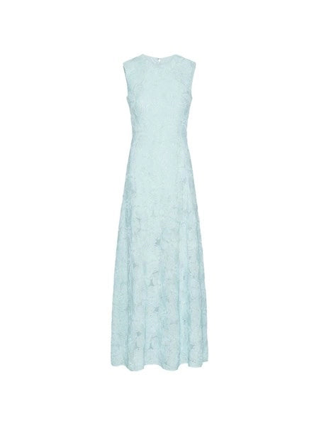 Abito lungo jacquard a fantasia floreale