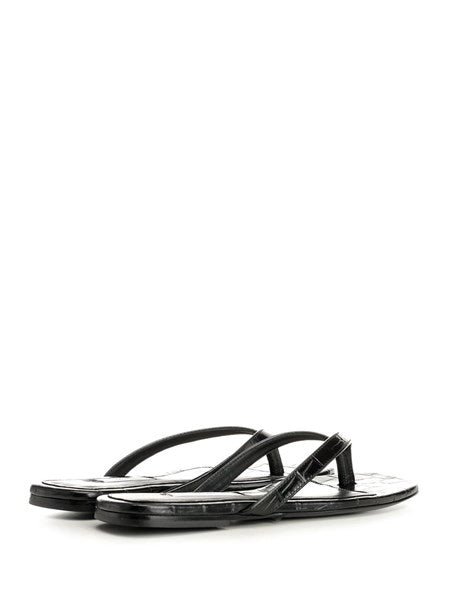 Sandali infradito in pelle stampata