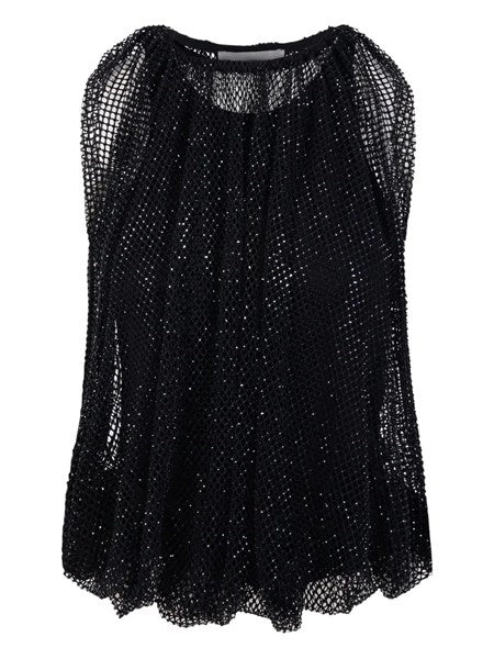 Top in rete con cristalli
