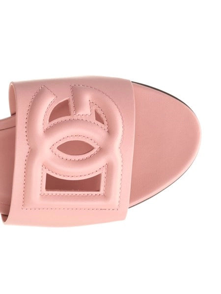 Slide in pelle di vitello e logo DG