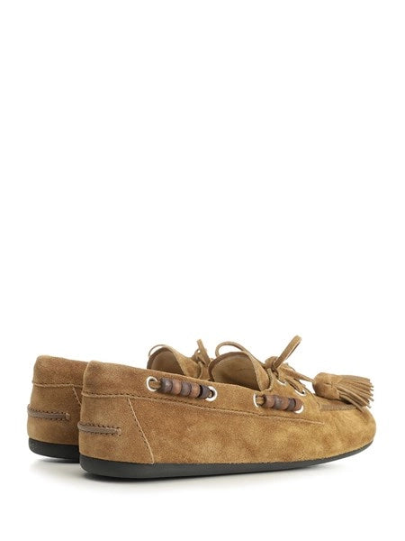 Scarpe "Deck" in pelle scamosciata con nappine