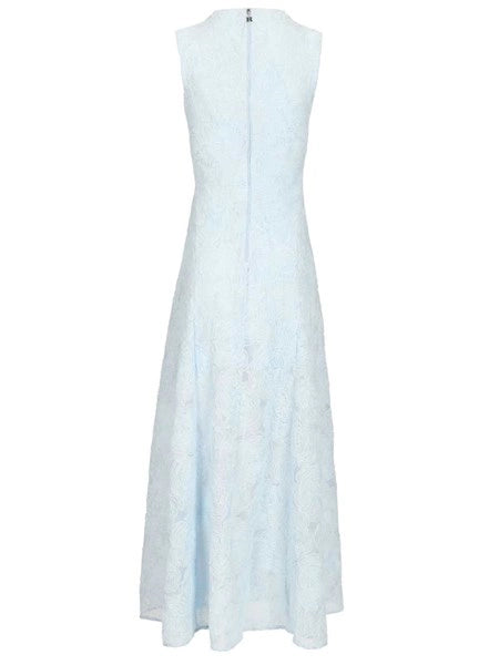 Abito lungo jacquard a fantasia floreale