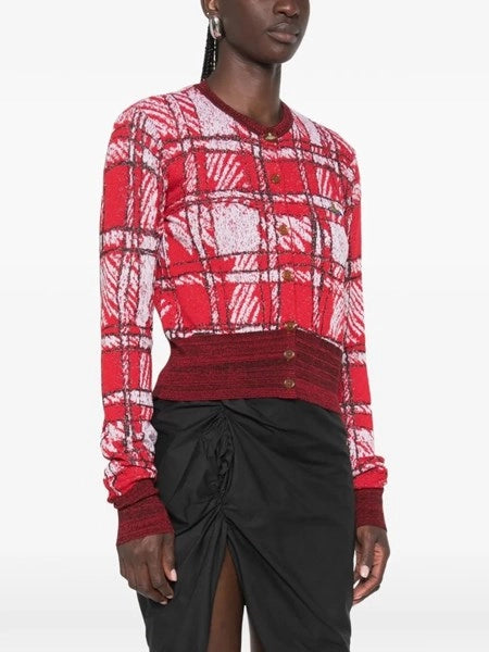Cardigan a quadri scarabocchiati
