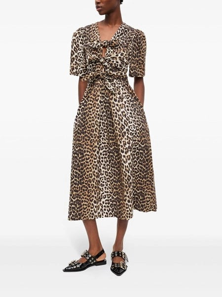 Abito midi leopardato