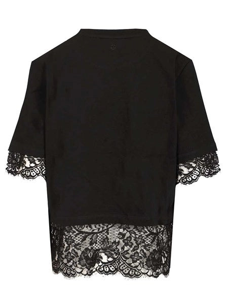 T-shirt in cotone con pizzo