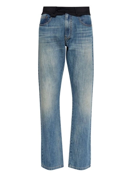 Jeans con vita sostituita blu