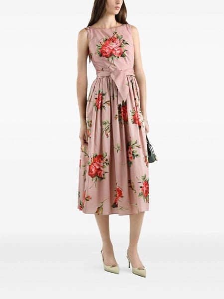 Abito in cotone stampa bouquet rose