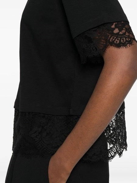 T-shirt in cotone con pizzo