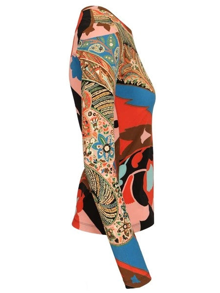 Top a maniche lunghe con stampa paisley