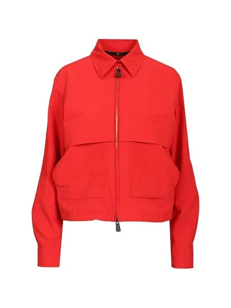 Overshirt in tela con logo ricamato