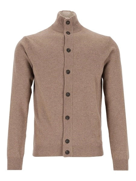 Cardigan bicolore in lana e cashmere