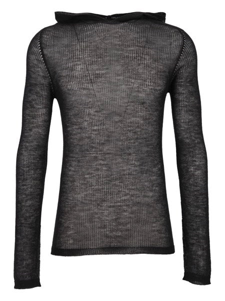 pullover con cappuccio in cashmere a coste