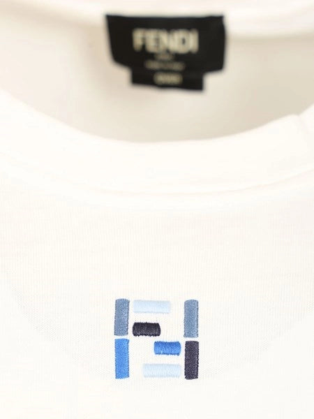 T-shirt in cotone bianca e blu