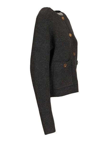 Cardigan con bottoni martellati