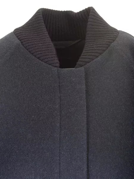 Cappotto corto in cashmere blu marino