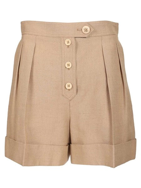 Shorts in lino e viscosa