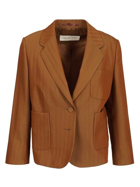 Blazer corto in twill di lana a righe