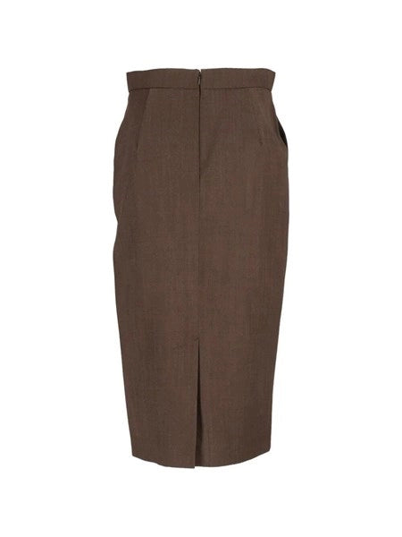 Gonna tubino in gabardina di lana