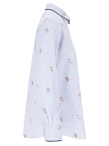 camicia in cotone jacquard a righe