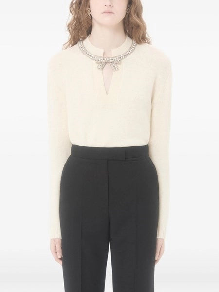 Pullover in lana vergine con ricami