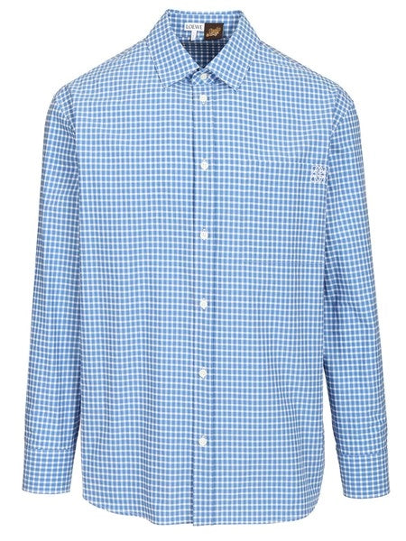 Camicia in leggero cotone testurizzato a quadri.