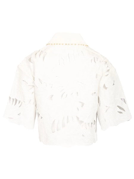 Camicia cropped ricamata Mahon