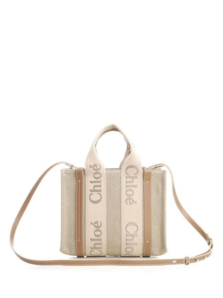 Piccola borsa tote Woody in lino