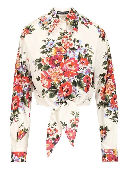 Camicia in cotone stampa mazzo di fiori