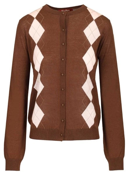 Cardigan in lana e seta Argyle