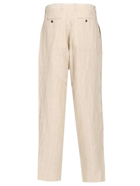Pantaloni a due pinces in lino