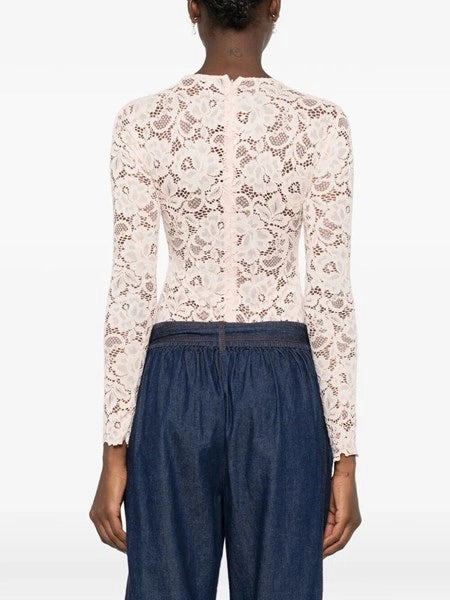 Body beige in pizzo floreale