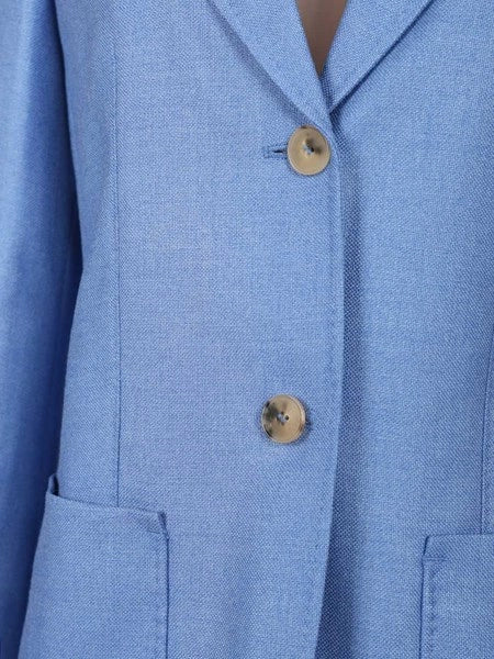 Blazer monopetto in canvas di lana e seta