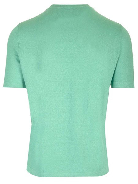 T-shirt verde acqua in lino