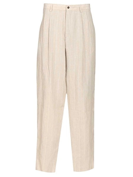 Pantaloni a due pinces in lino